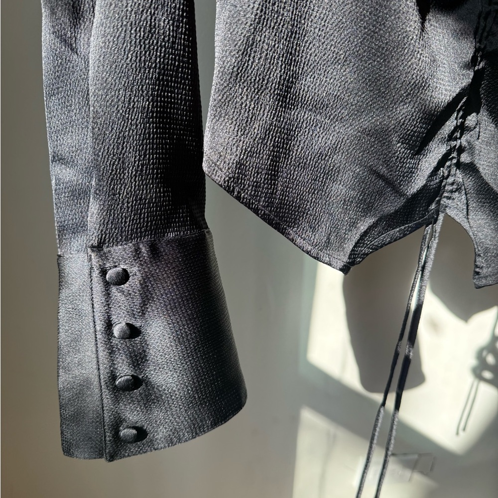 Free People Black Ruched Blouse - Picture 6 of 6